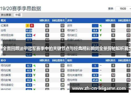 全面回顾法甲冠军赛季中的关键节点与经典精彩瞬间全景探秘解析篇
