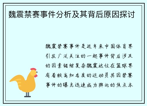 魏震禁赛事件分析及其背后原因探讨